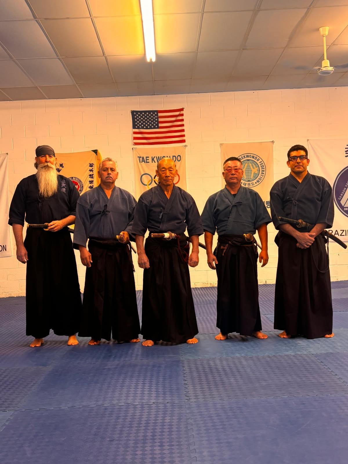 Iaido instructors inside the dojo